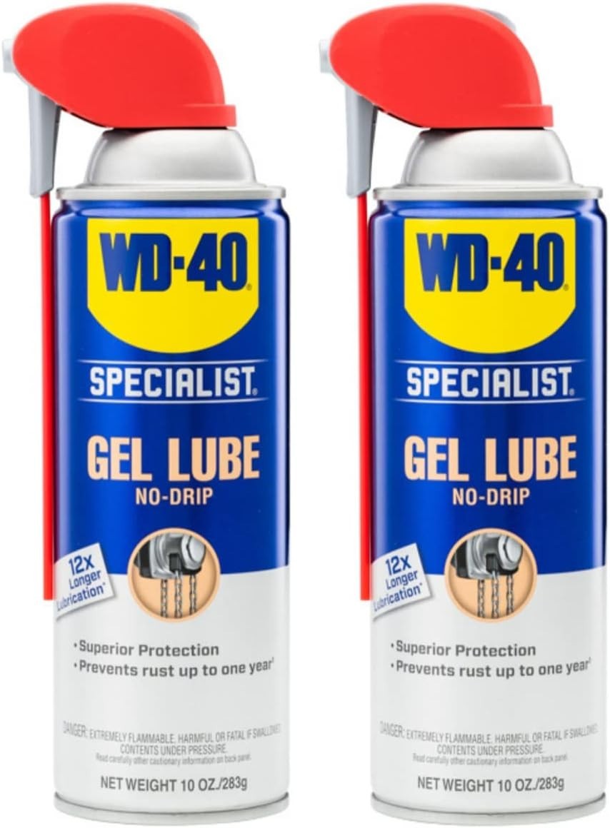 WD-40 Specialist Gel Lube with Smart Straw Sprays 2 Ways, Twin Pack, 10oz cans,