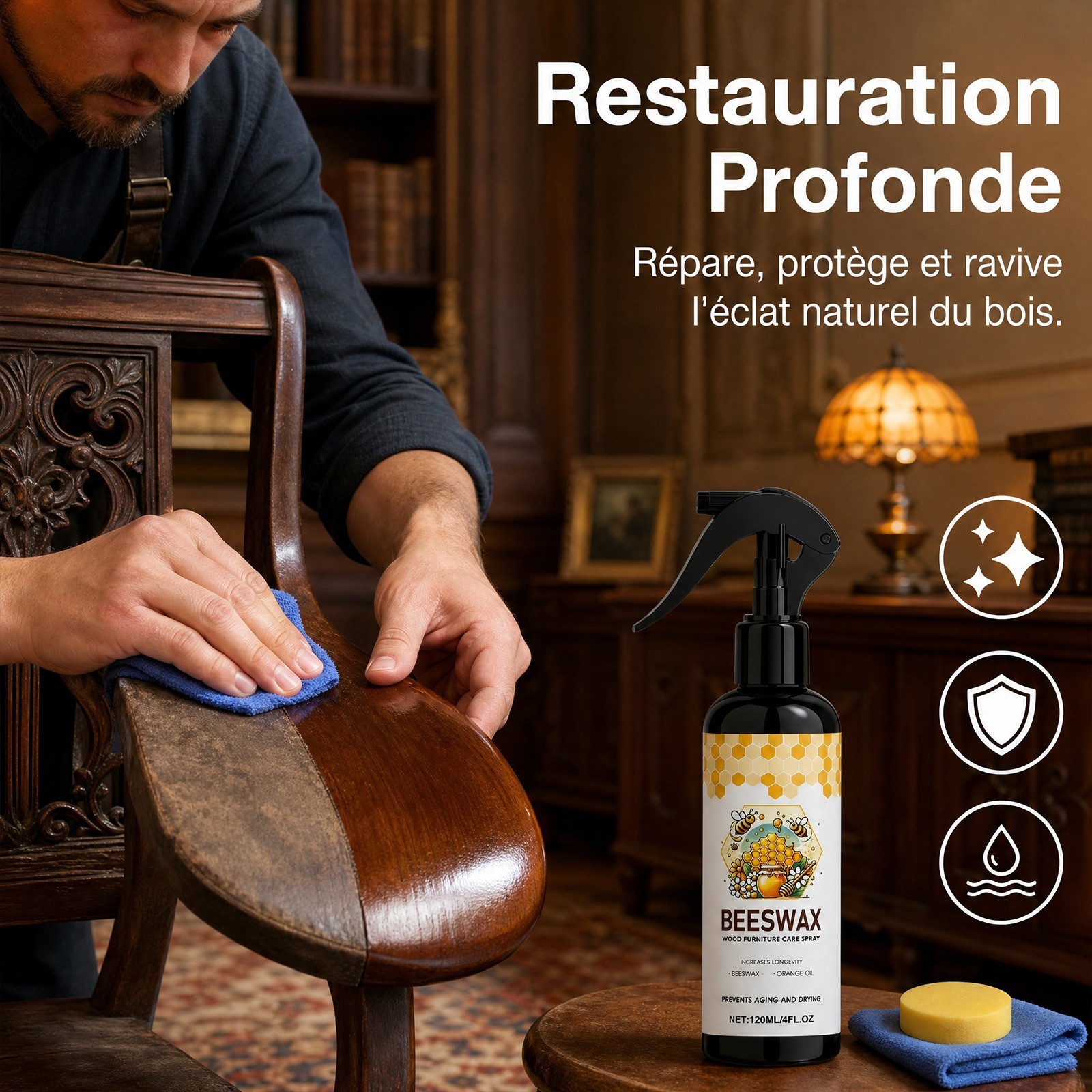 Natural Beeswax Wood Polish Spray – Furniture & Floor Cleaner Restorer
