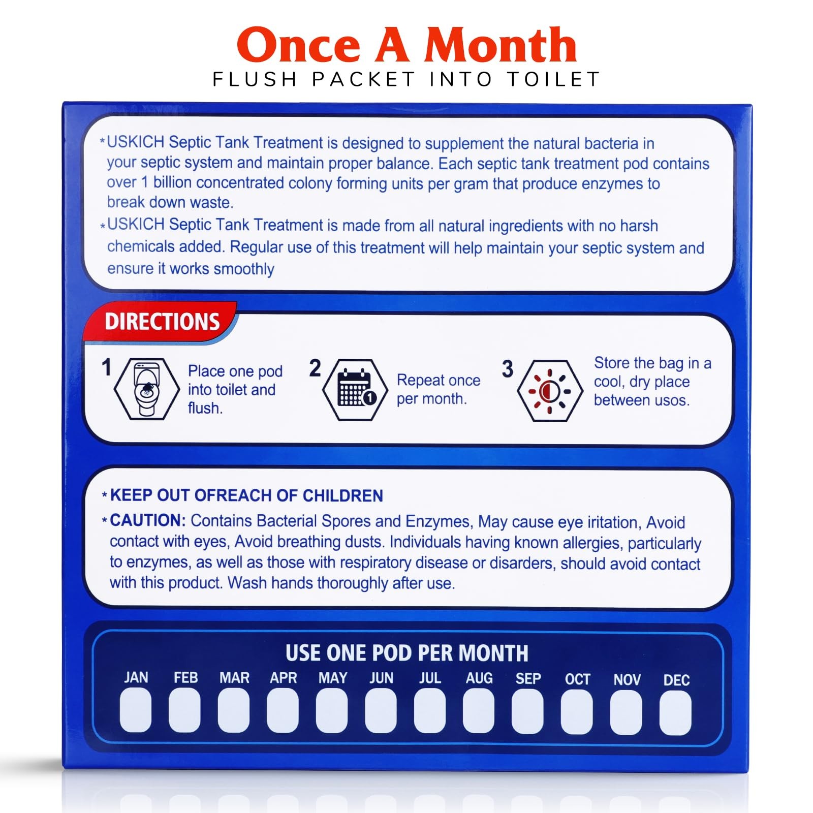 Septic Tank Treatment 1 Year Supply Dissolvable Live Bacteria Packets 12 Count f
