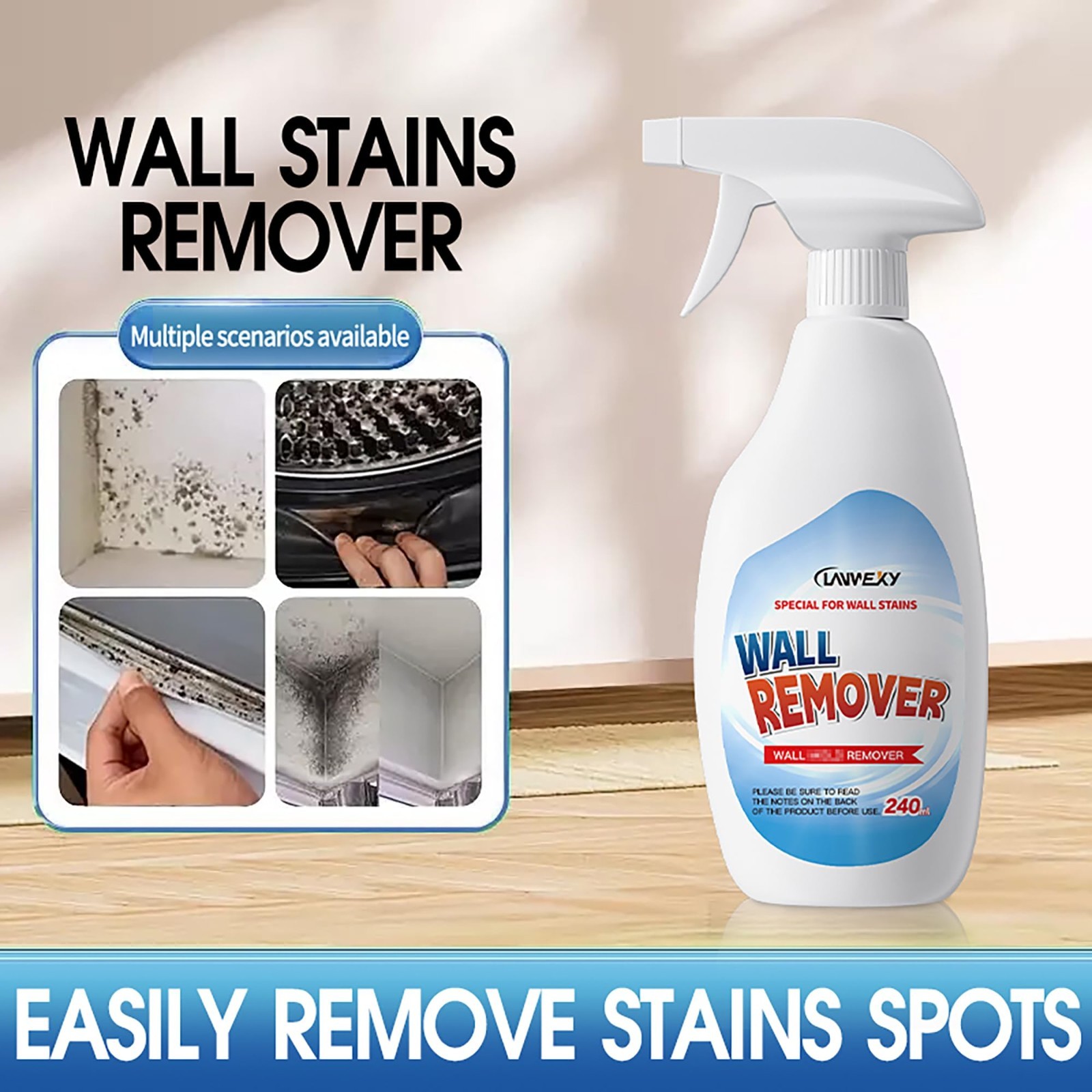 Effective Wall & Bathroom Cleaner Spray – Foam Cleaner for Shower, Tile, Wood –