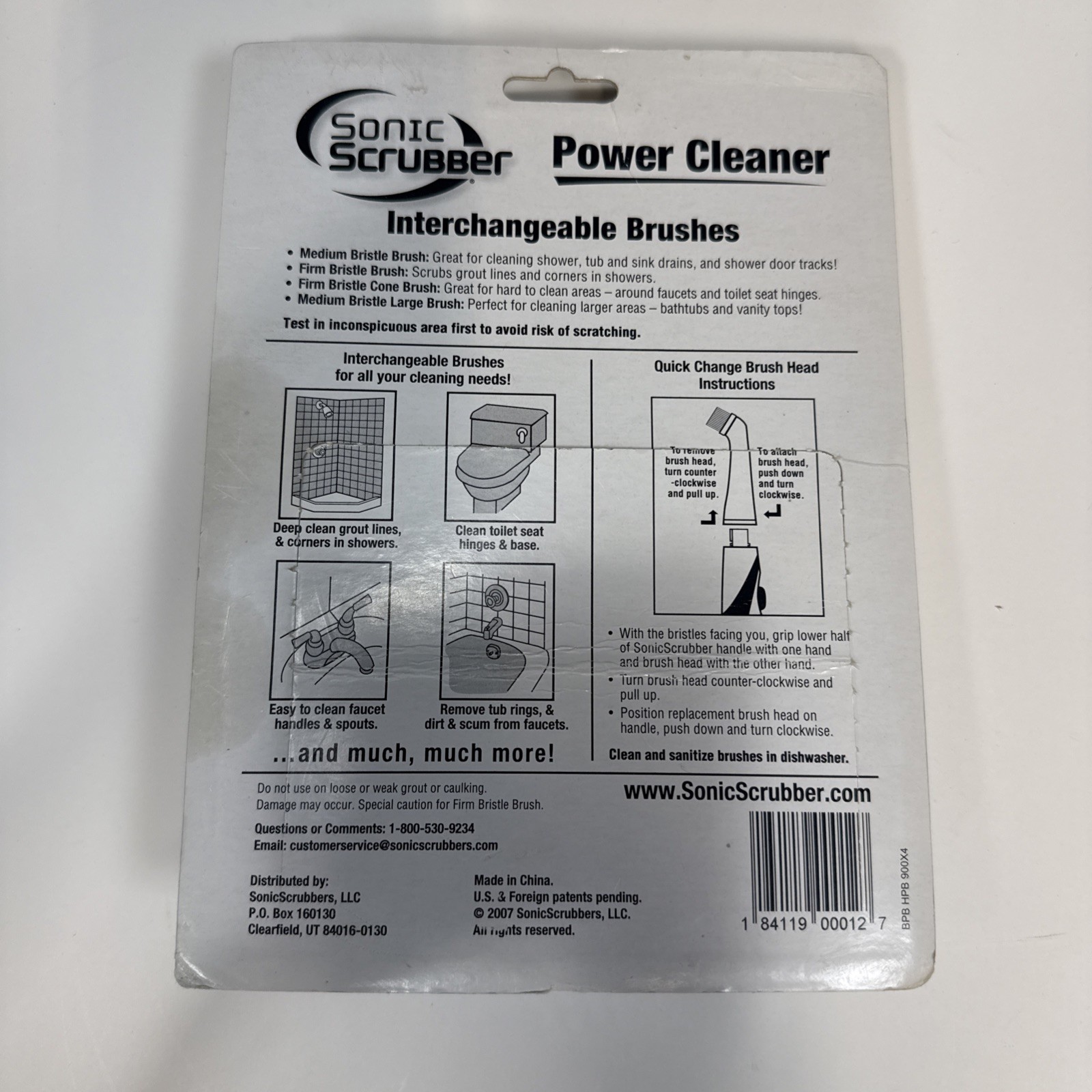 Sonic Scrubber Power Cleaner Interchangeable Brush Heads Bathroom Cleaning Tool