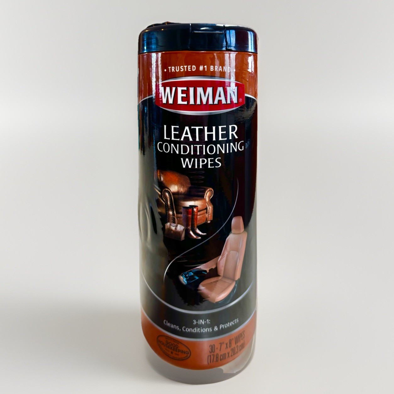 NEW Weiman Leather Clean & Condition Wipes w/ UV Protection- 30 Count 7” X 8”