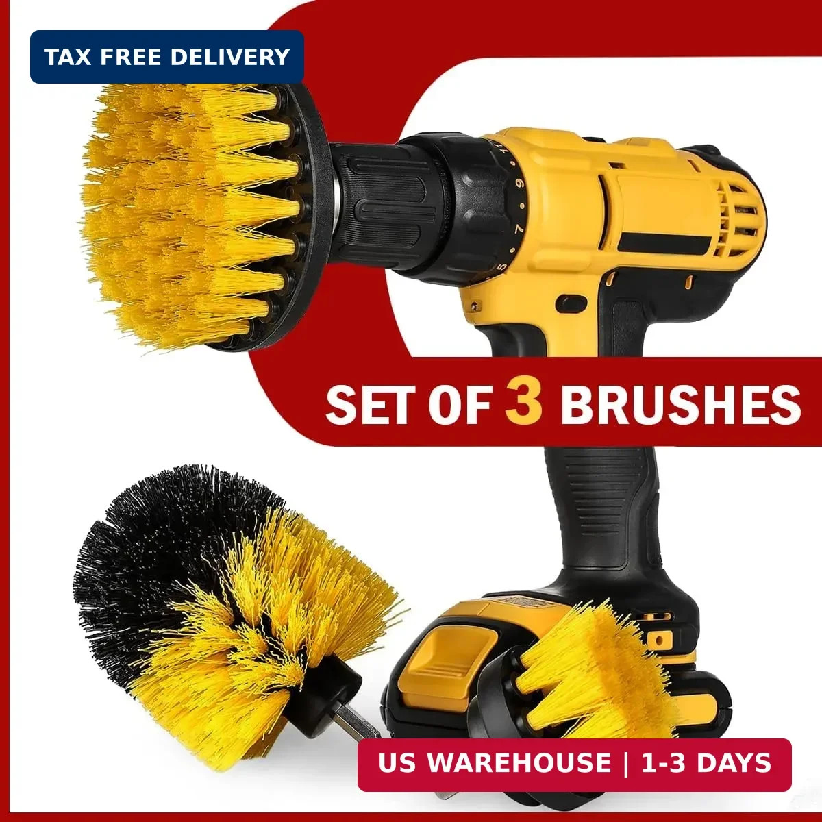 Drill Brush Car Detailing Attachment Set – 3 Piece Power Scrubber Brush Kit for
