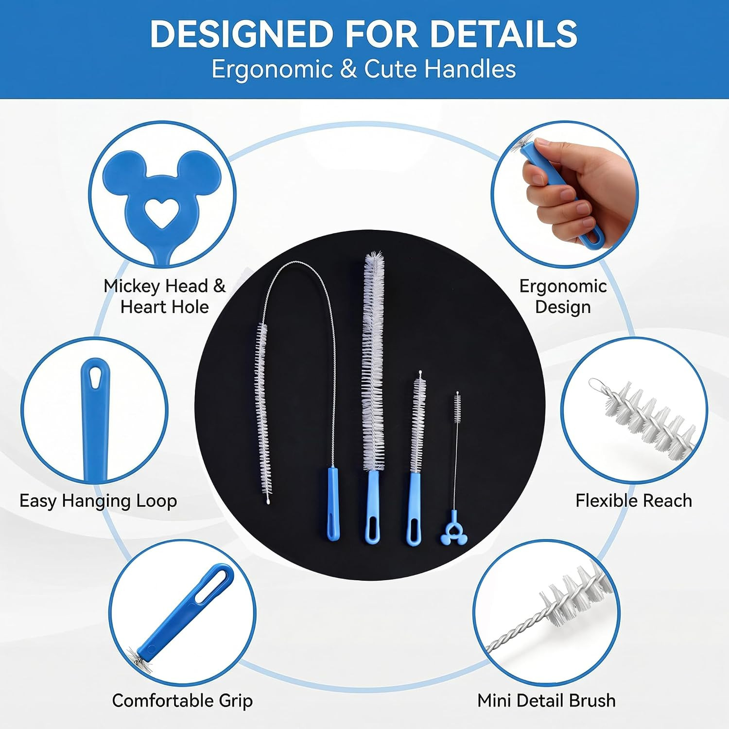 Flexible Drain Cleaning Brush Set, Long Pipe Cleaner for Kitchen Sink, Shower, T