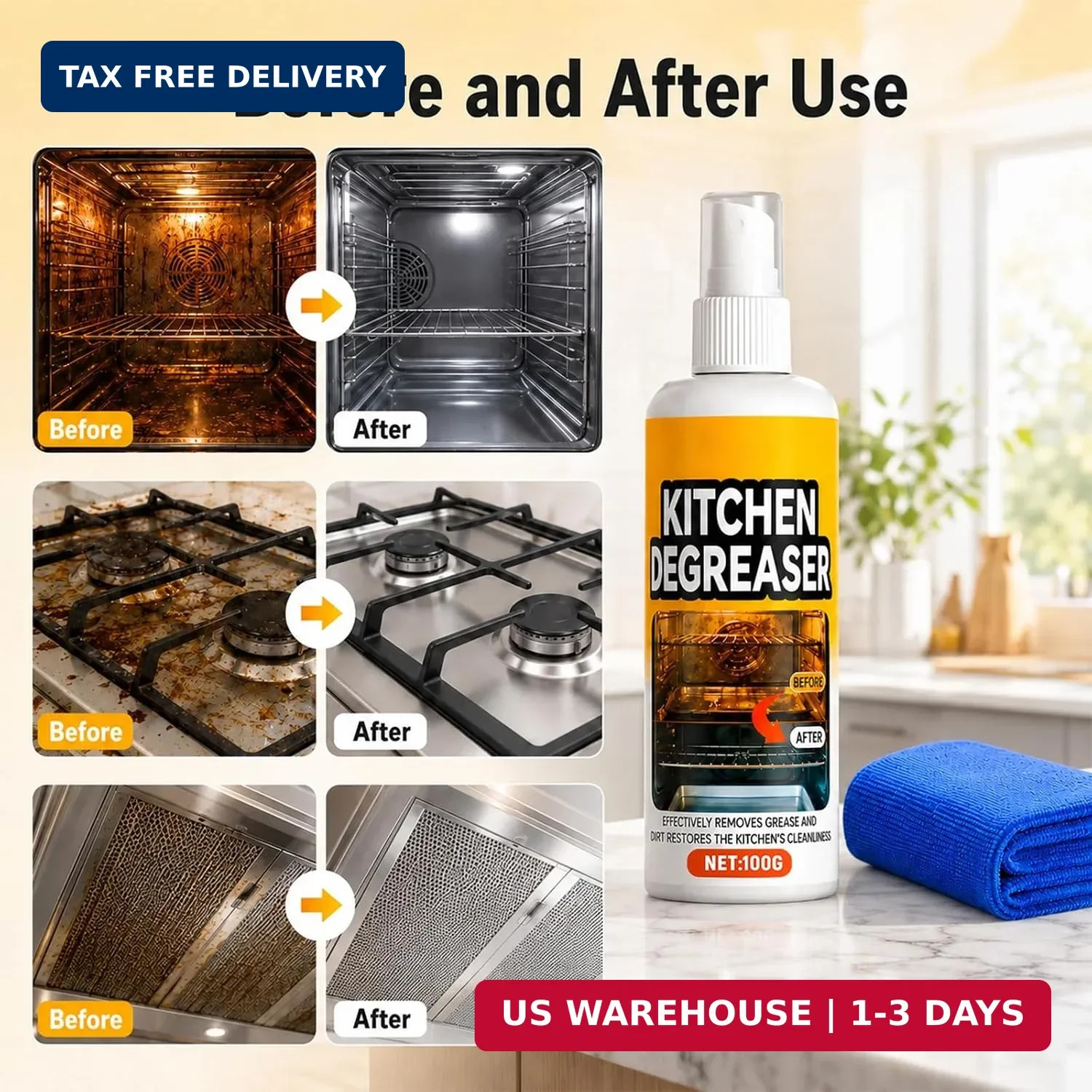 Kitchen Degreaser Spray, BBQ Grill Cleaner Spray, Heavy Duty Degreaser Spray For