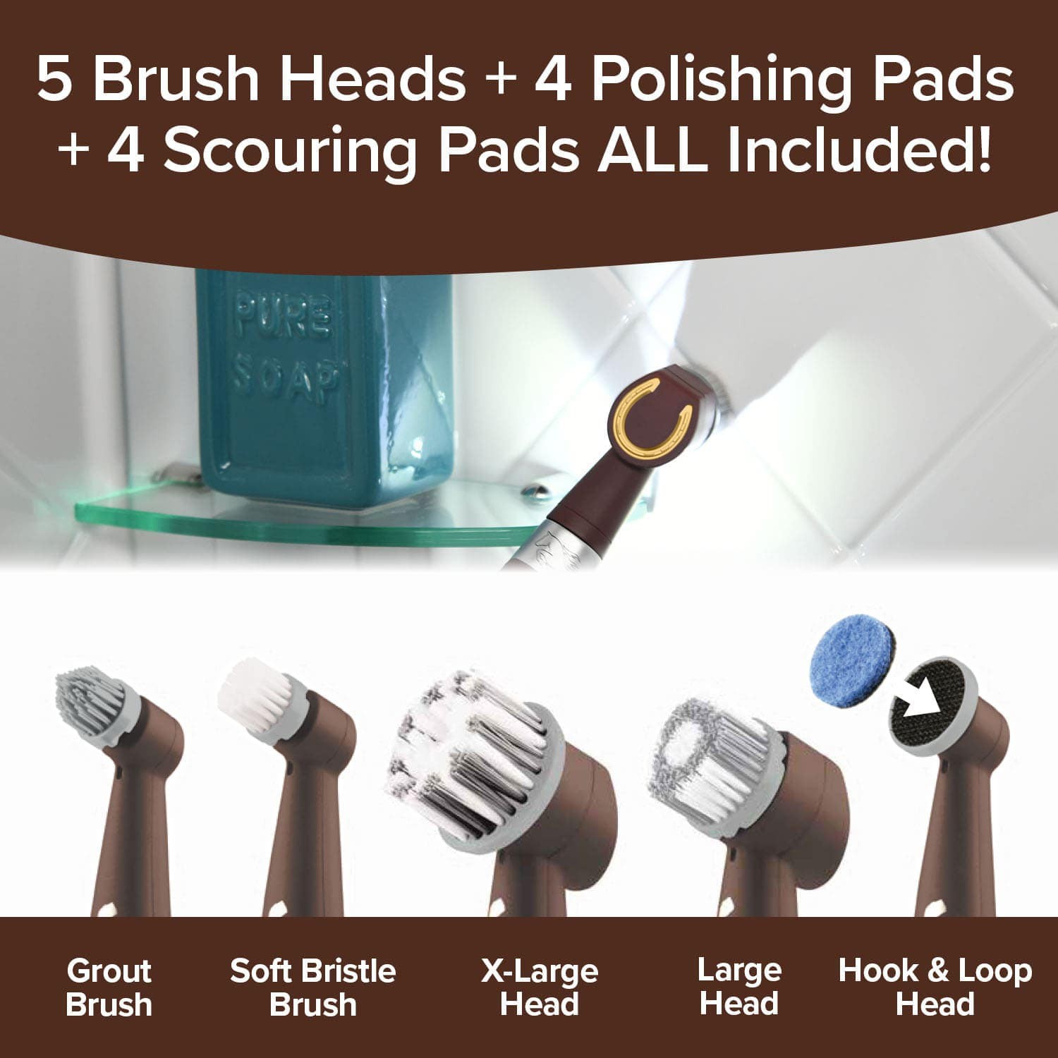 Horsepower Pocket Pony GOLD AS-SEEN-ON-TV Cordless Waterproof Power Scrubber