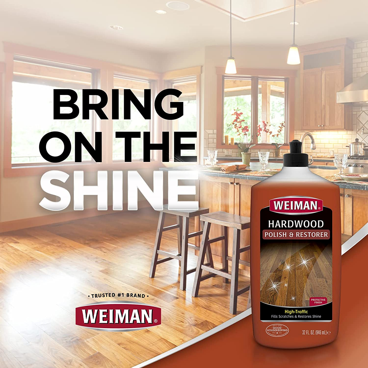 Weiman Wood Floor Polish and Restorer – 32 Ounce – High-Traffic Hardwood