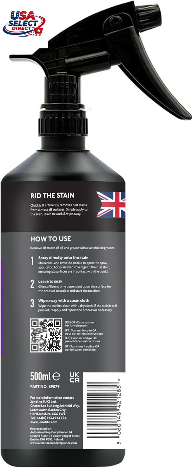 Rust Stain Remover 500ml Spray for Patios, Sinks, Toilets, Walls
