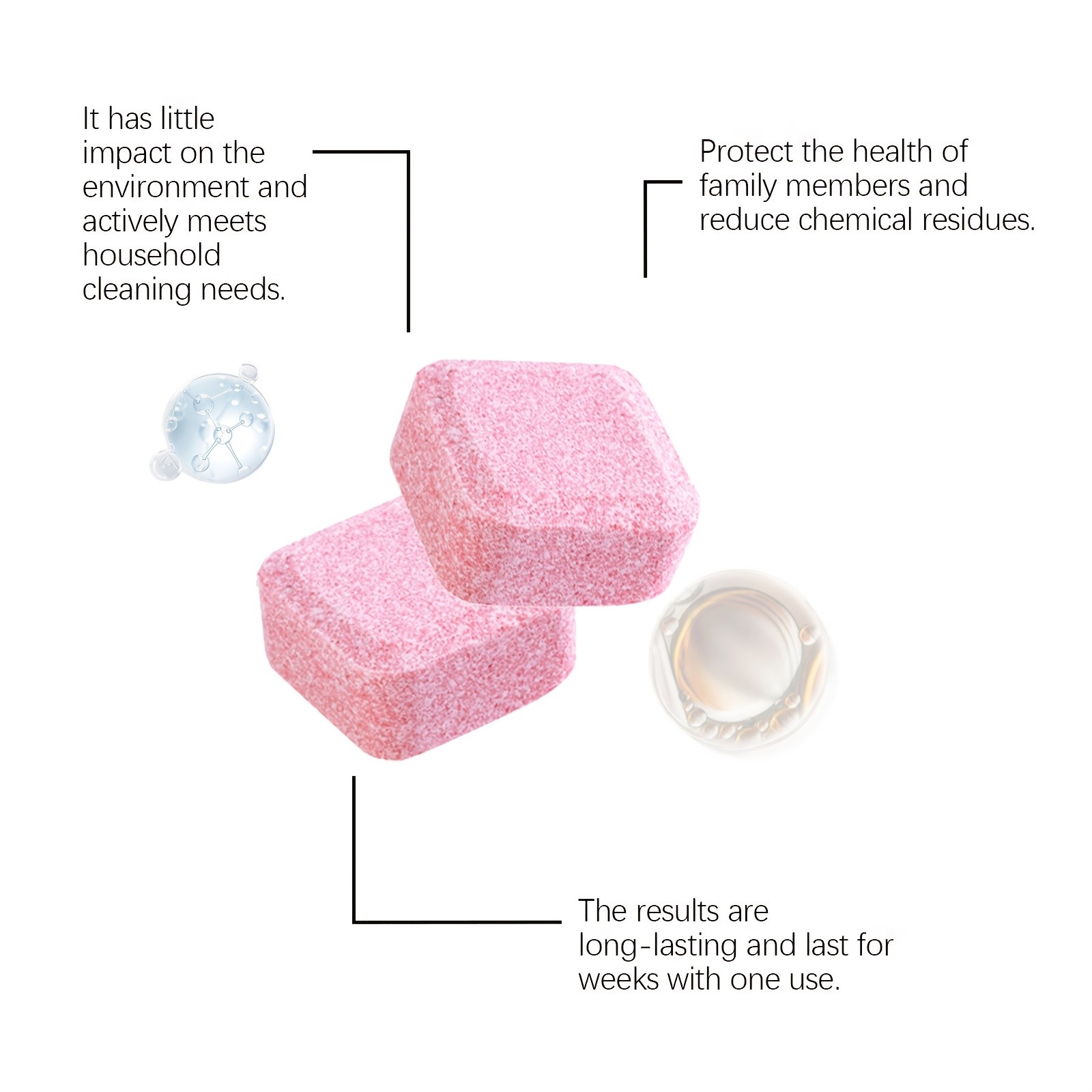 Hands-Free Compact Cost-Effective Bowl-Safe Toilet Cleaning Effervescent Tablets