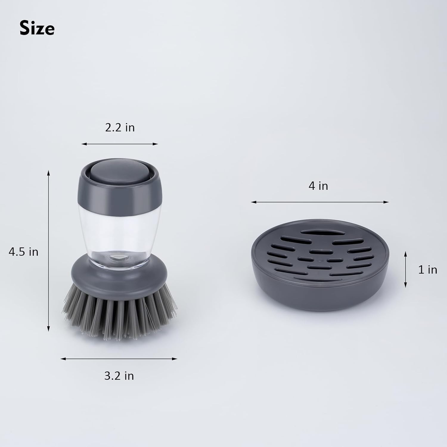 Dish Brush with Soap Dispenser, Kitchen Scrub Brush for Dishes Pots Pans Sink…
