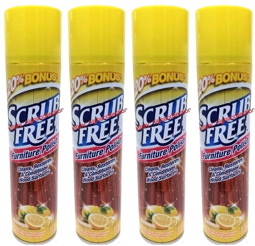 ( LOT 4 ) Scrubfree Lemon Scent Furniture Polish Cleans, Restore Wood 9.7 Oz Ea