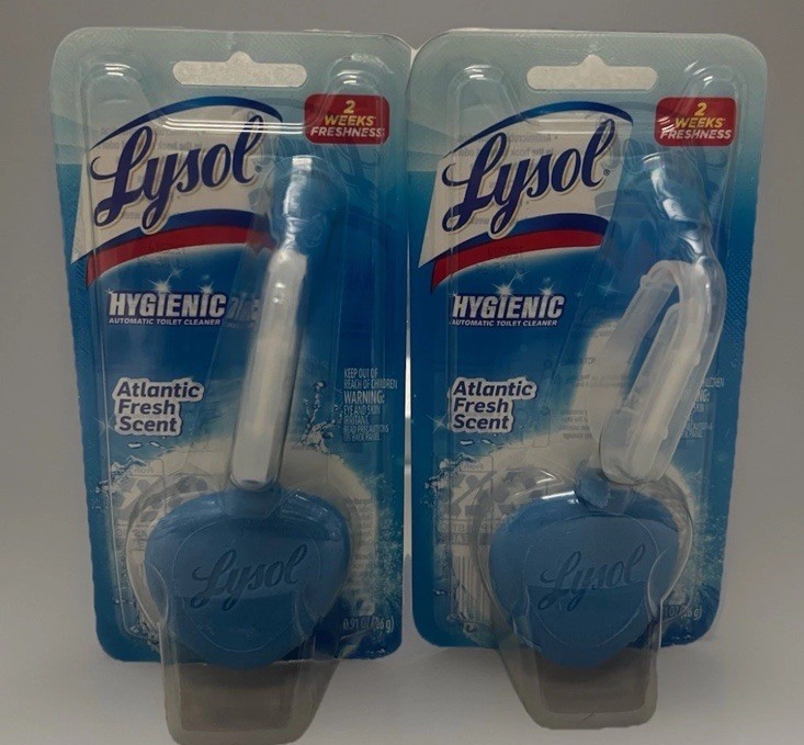 2 Lysol Hygienic Atlantic Fresh Scent Clip On Toilet Bowl Cleanser / Deodorizer