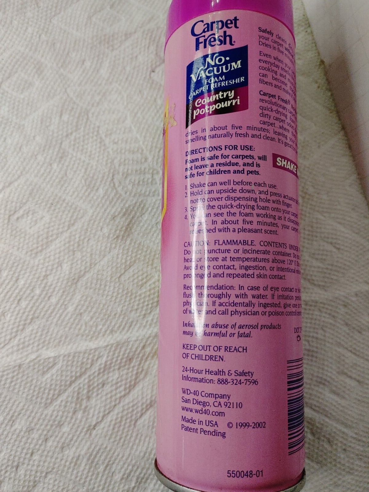 NOS Carpet Fresh No Vacuum Foam Carpet Refresher, country potpourri 10.5.oz