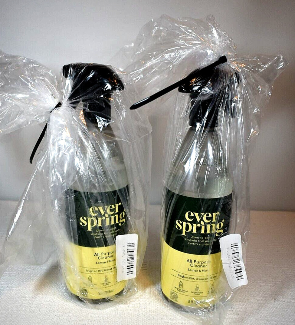 EVER SPRING All Purpose Cleaner Lemon Mint Scent – 2 Spray Bottles 28oz Each