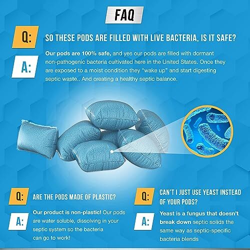 Septic Tank Treatment Pods-12 Dissolving Packets| Enzyme-Producing Live Bacteria
