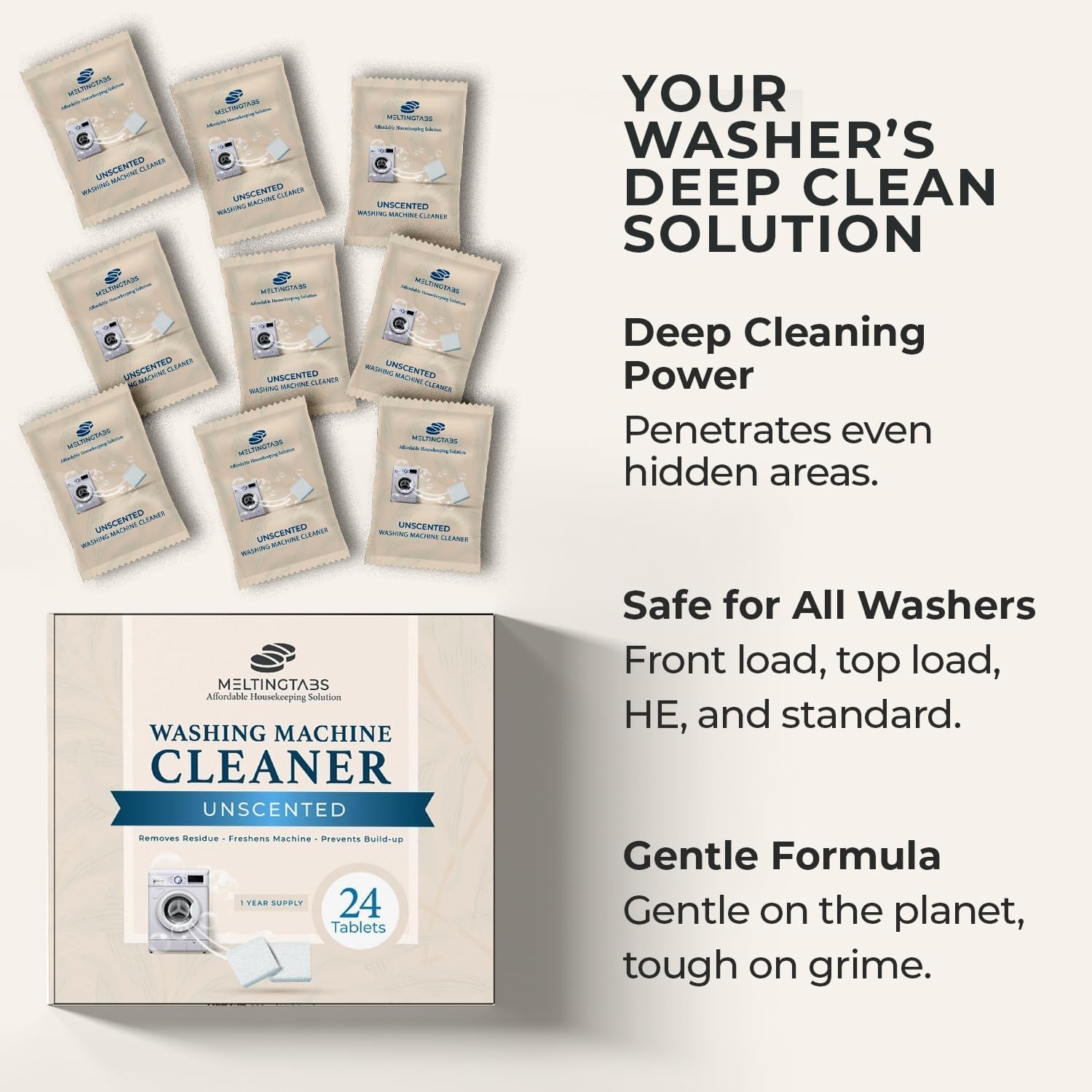 Uproot Clean Washing Machine Cleaner Tablets – 24 Pack for a 12 Month Supply. Fo
