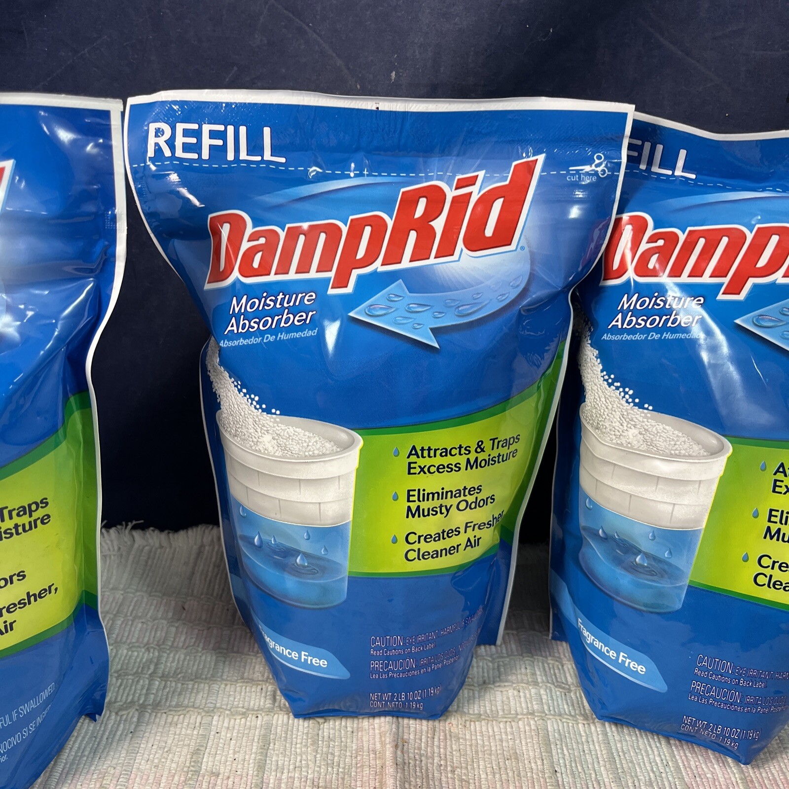 Lot of 3, Damp Rid Moisture Absorber Refill, Fragrance Free, 2 Lb 10oz Brand New