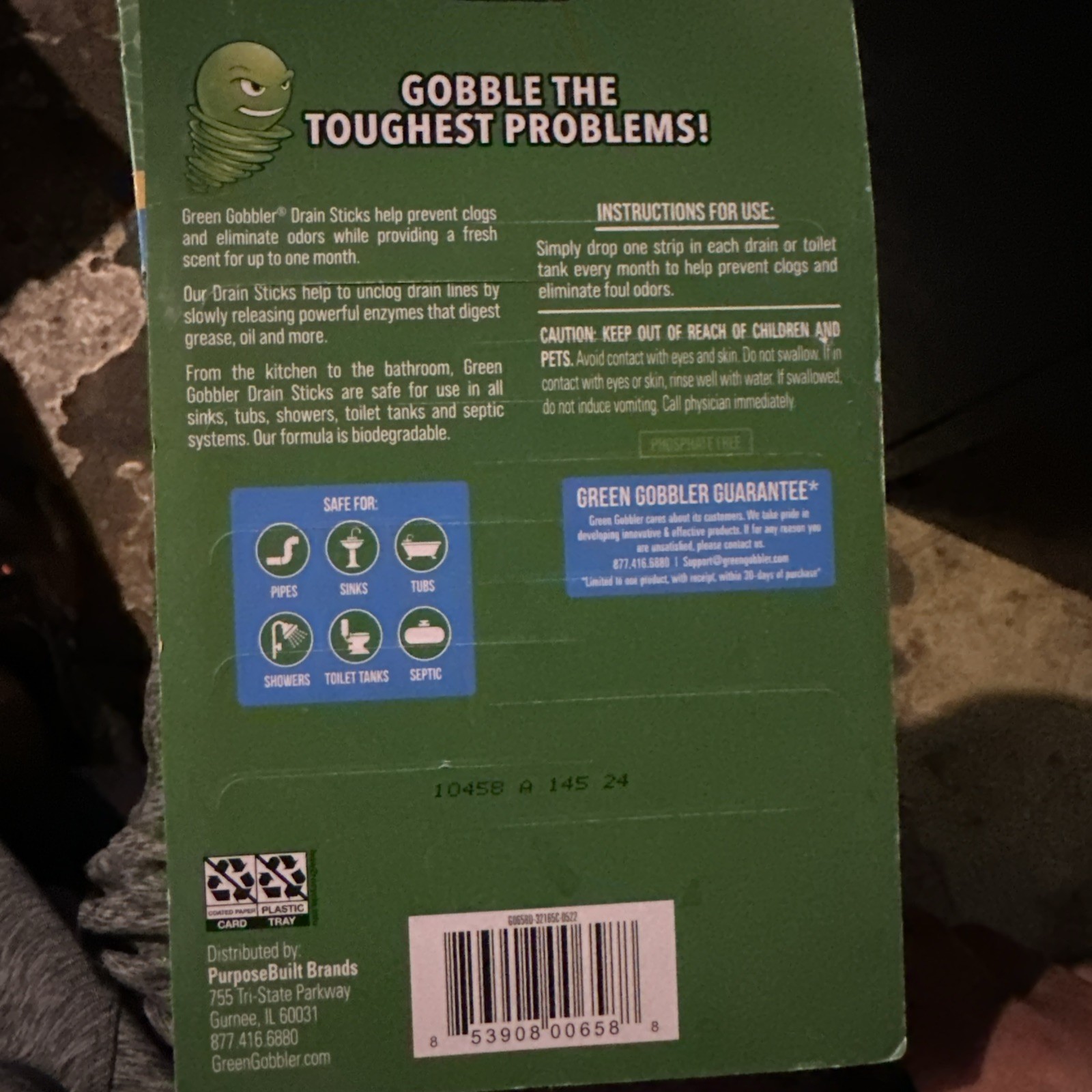 Green Gobbler Drain Cleaner and Deodorizer Sticks with Enzymes Maintain Drain