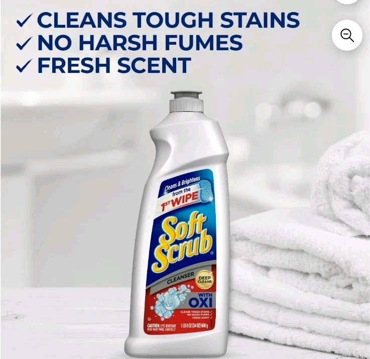 Soft Scrub Multi-Purpose Cleanser with OXI, Surface Cleaner, 24 Ounce