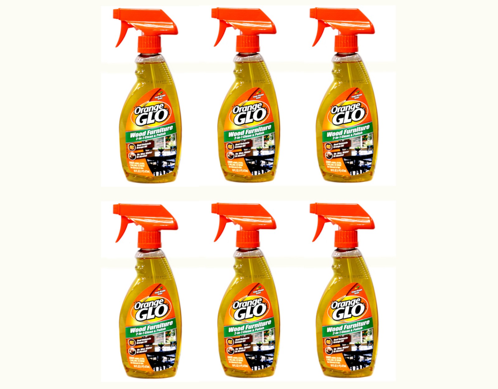 Orange Glo Wood Furniture 2-in-1 Clean & Polish, 16 oz. – Pack of 6