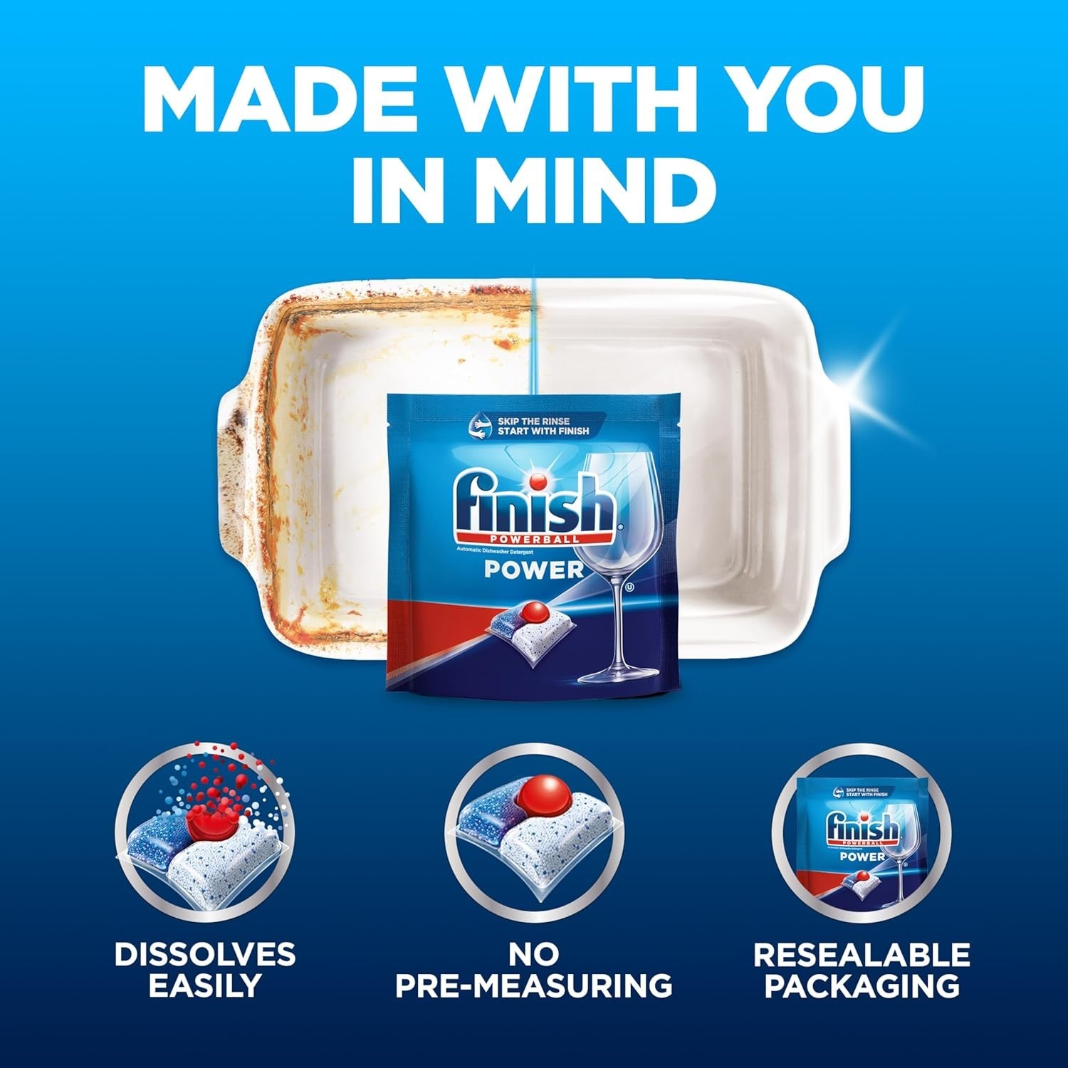 Power Dishwasher Pods, 94 Count – Streak-Free Shine with No Rinse Needed