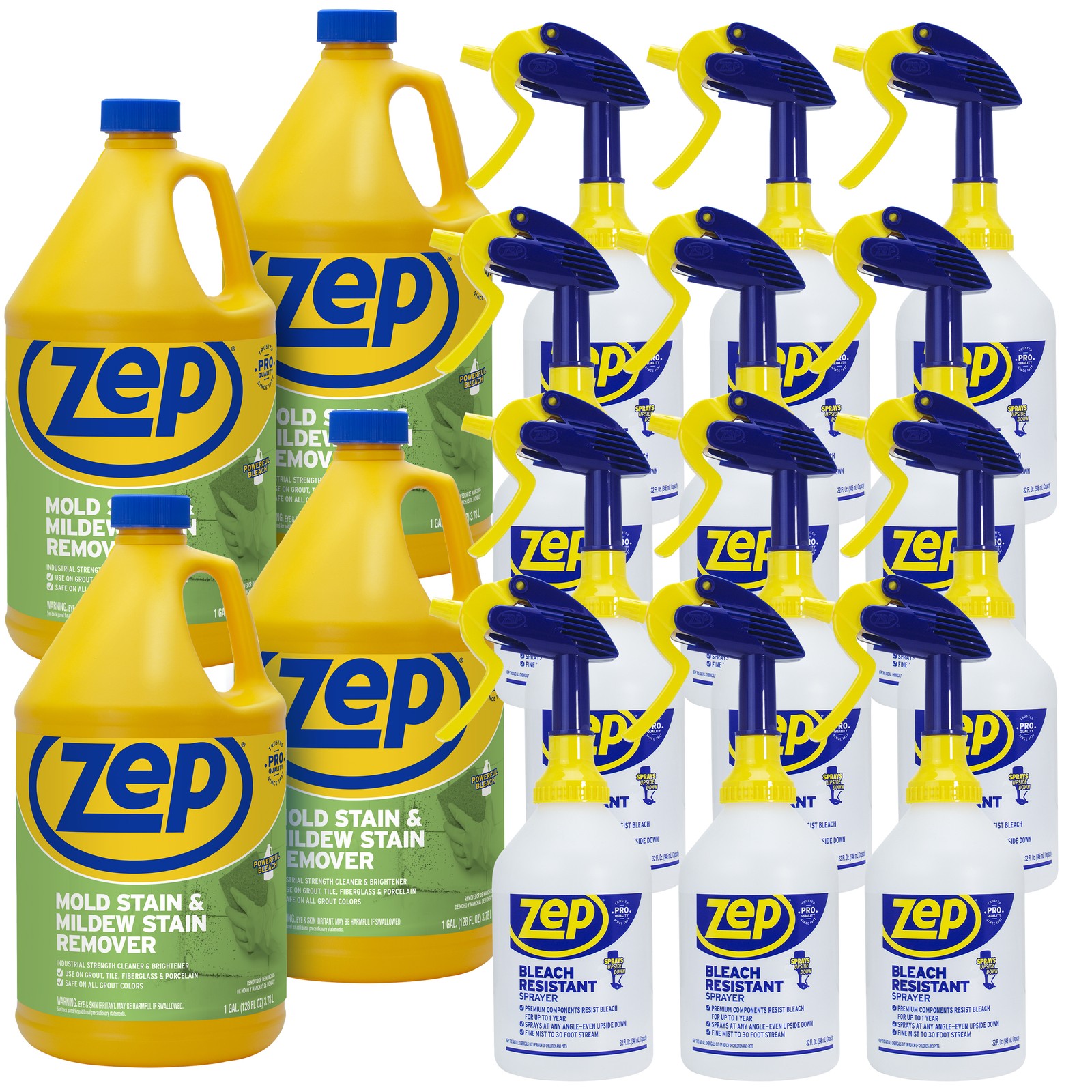 Zep Mold Stain and Mildew Stain Remover 1 Gal (Case of 4) & Bleach Resistant