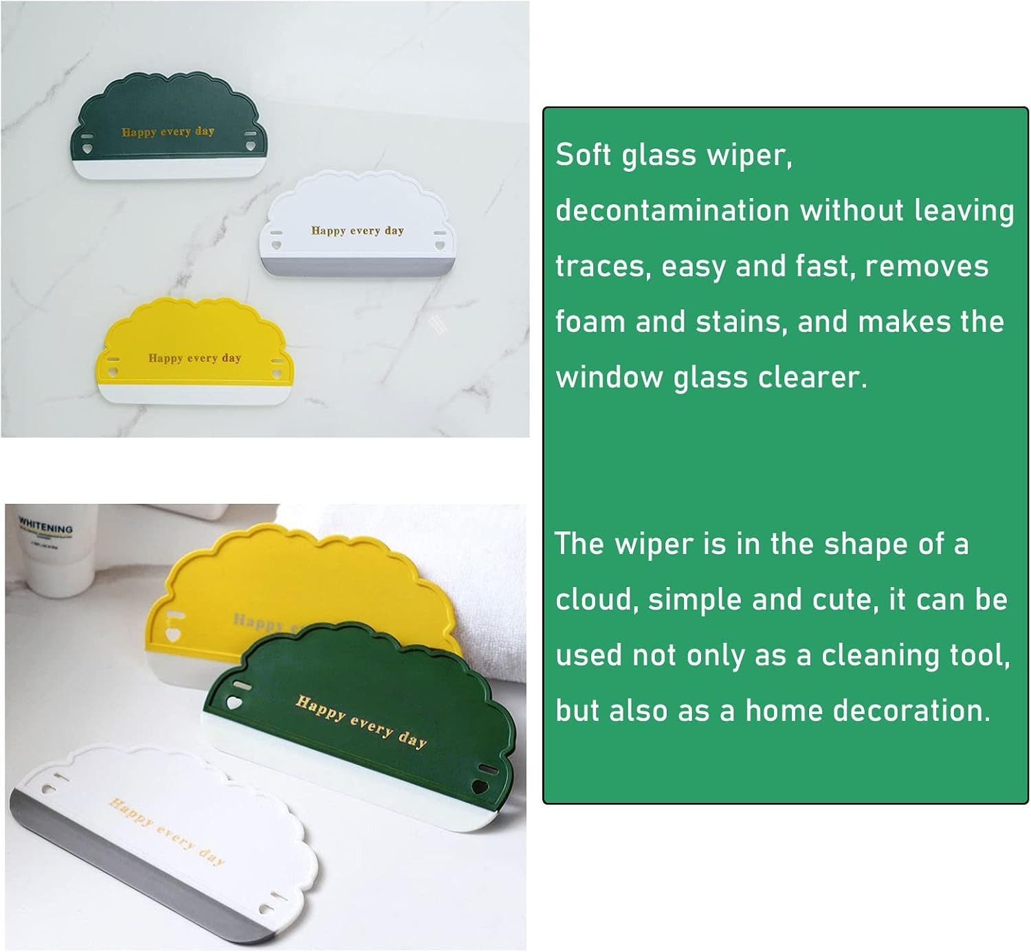 3 Pack Shower Squeegee Bathroom Glass Door Cleaning Scraper with Soft Rubber