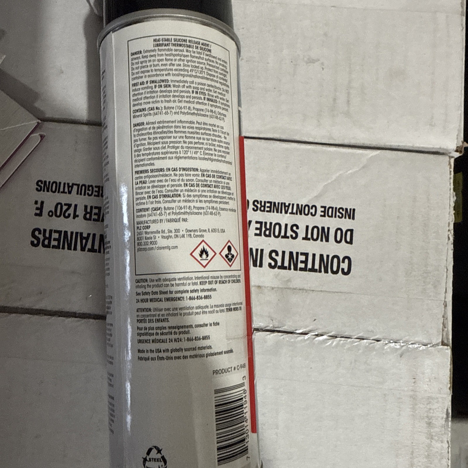 Claire Heat Stable Silicone Release Agent, 11 oz Aerosol, 1 Can