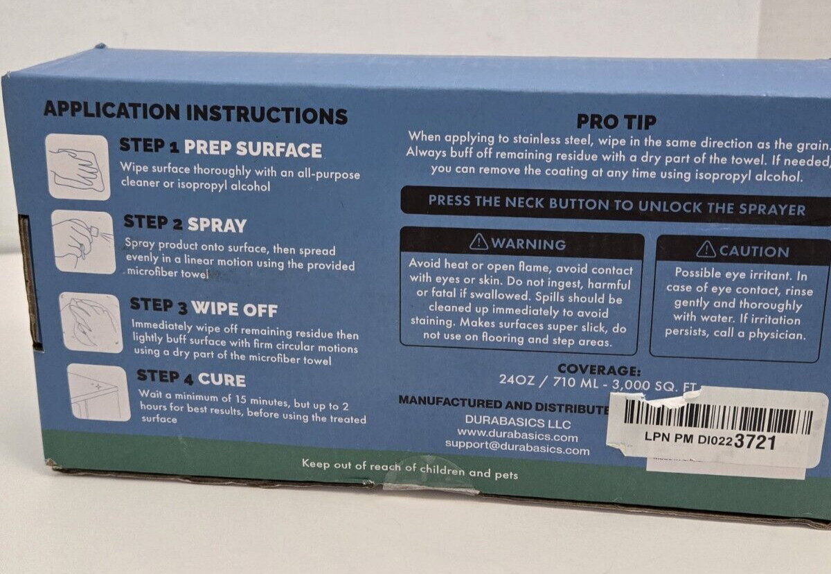 Durabasics Home Ceramic Spray Kit Seal Protect Kitchen Bath 2-Pk 12 Oz Each
