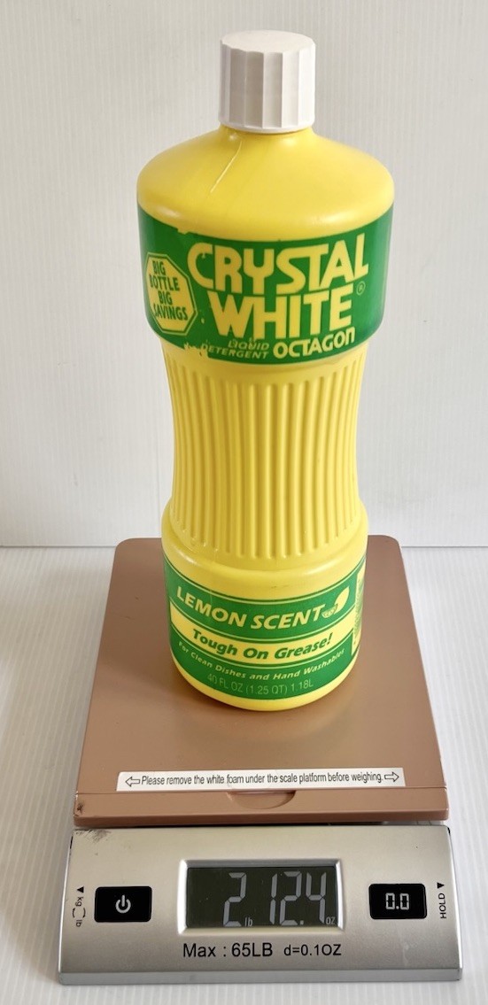 NEW Crystal White Octagon Liquid Detergent 40 Oz Lemon Scent PROP Vintage