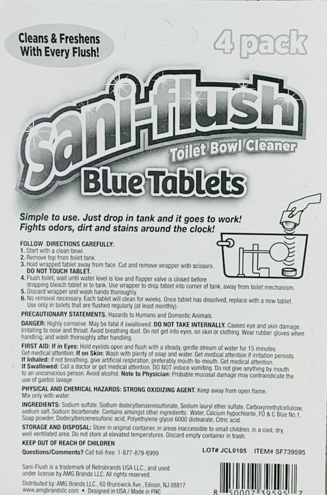 ( LOT of 4 ) Sani-Flush Automatic Blue Tablets Toilet BowlCleaner Cleans& Fresh