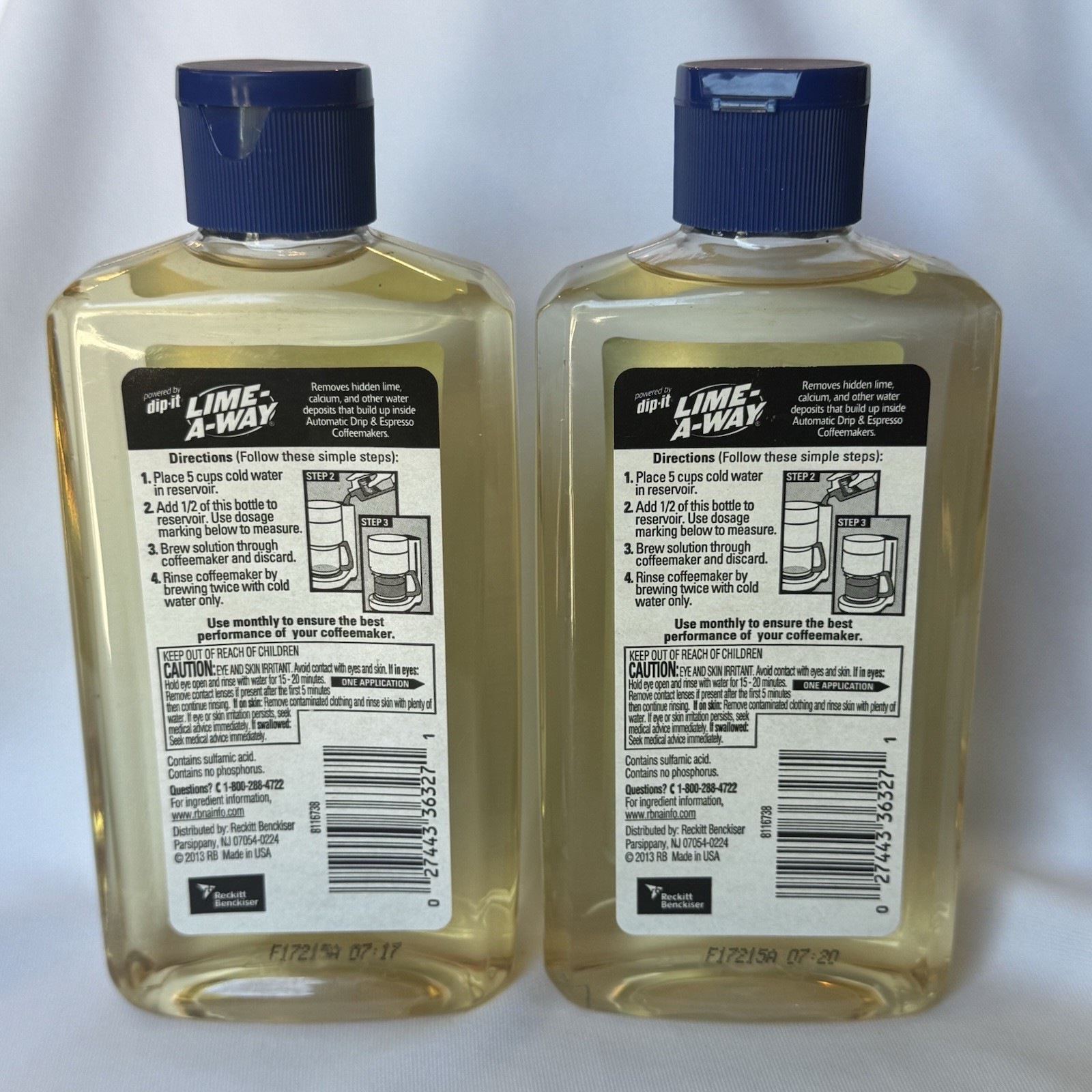 Dip-It Lime-A-Way Coffeemaker Descaler Cleaner 7oz Lot of 2 Bottles New