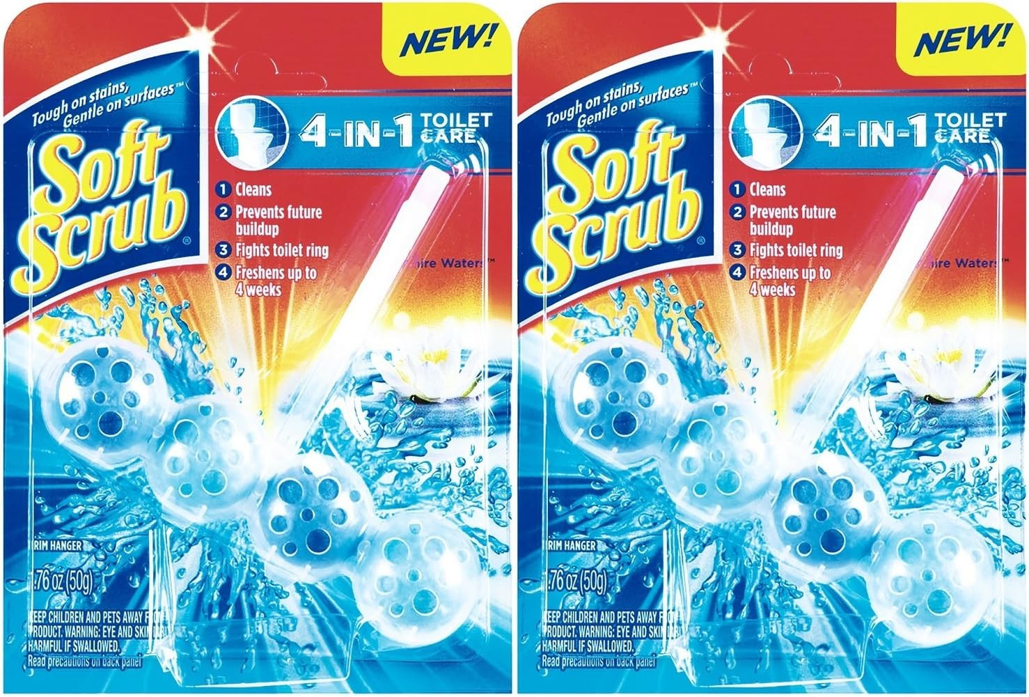 4-in-1 Toilet Care Rim Hanger, Sapphire Waters, 1.76 Ounce (Pack of 2)