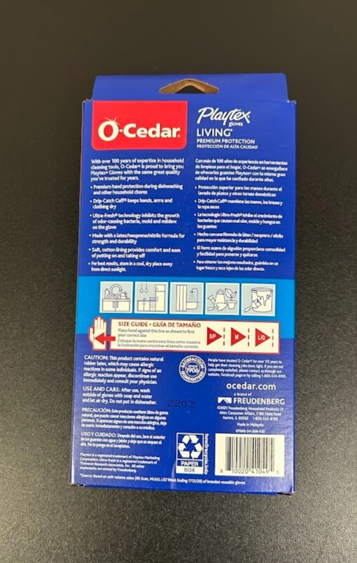 O-CEDAR PLAYTEX Kitchen Cleaning GLOVES SIZE Medium 1 PAIR WITH DRIP-CATCH CUFF!