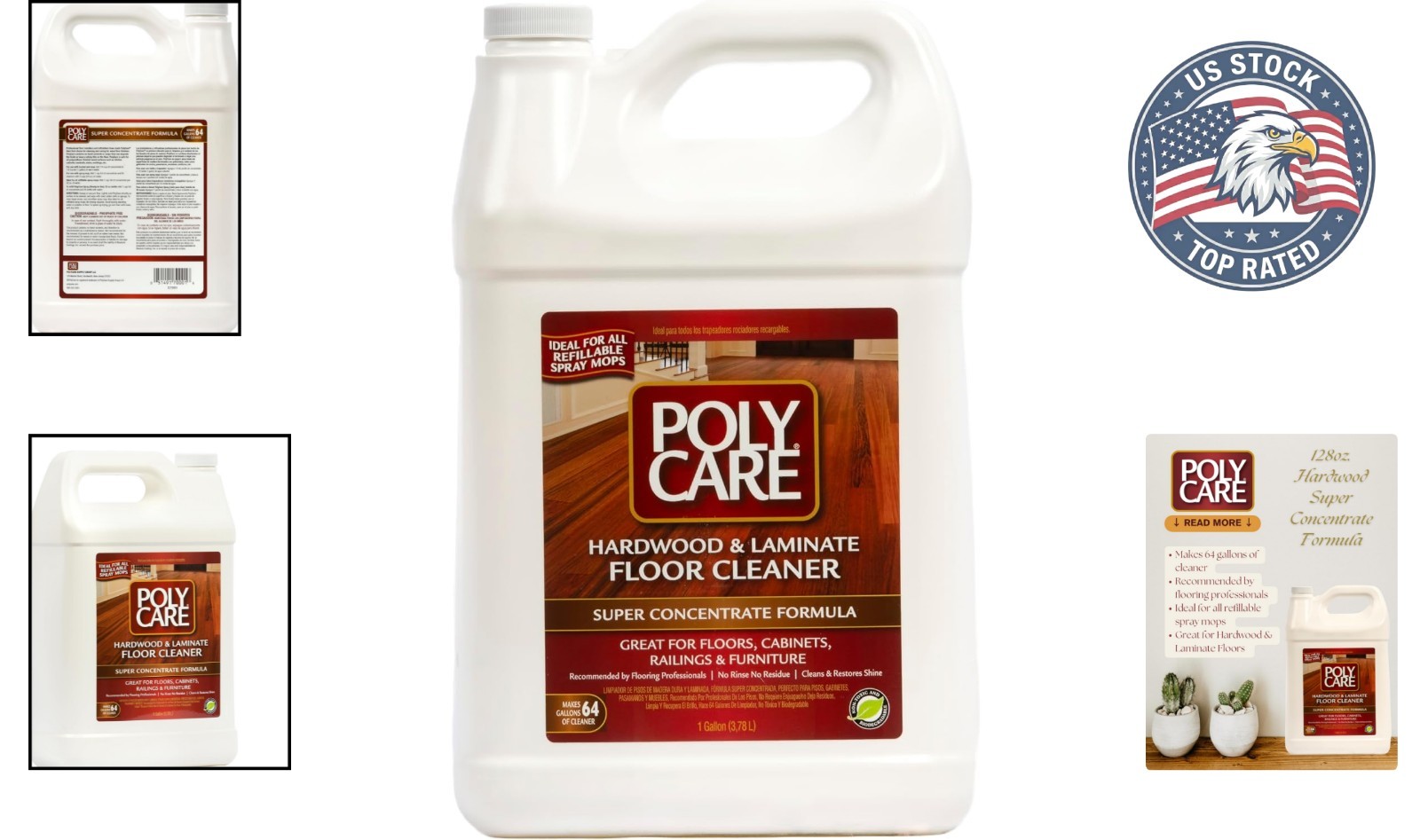 Fresh Scent Hardwood Floor Cleaner – 128 Fl Oz Super Concentrate for All Floors