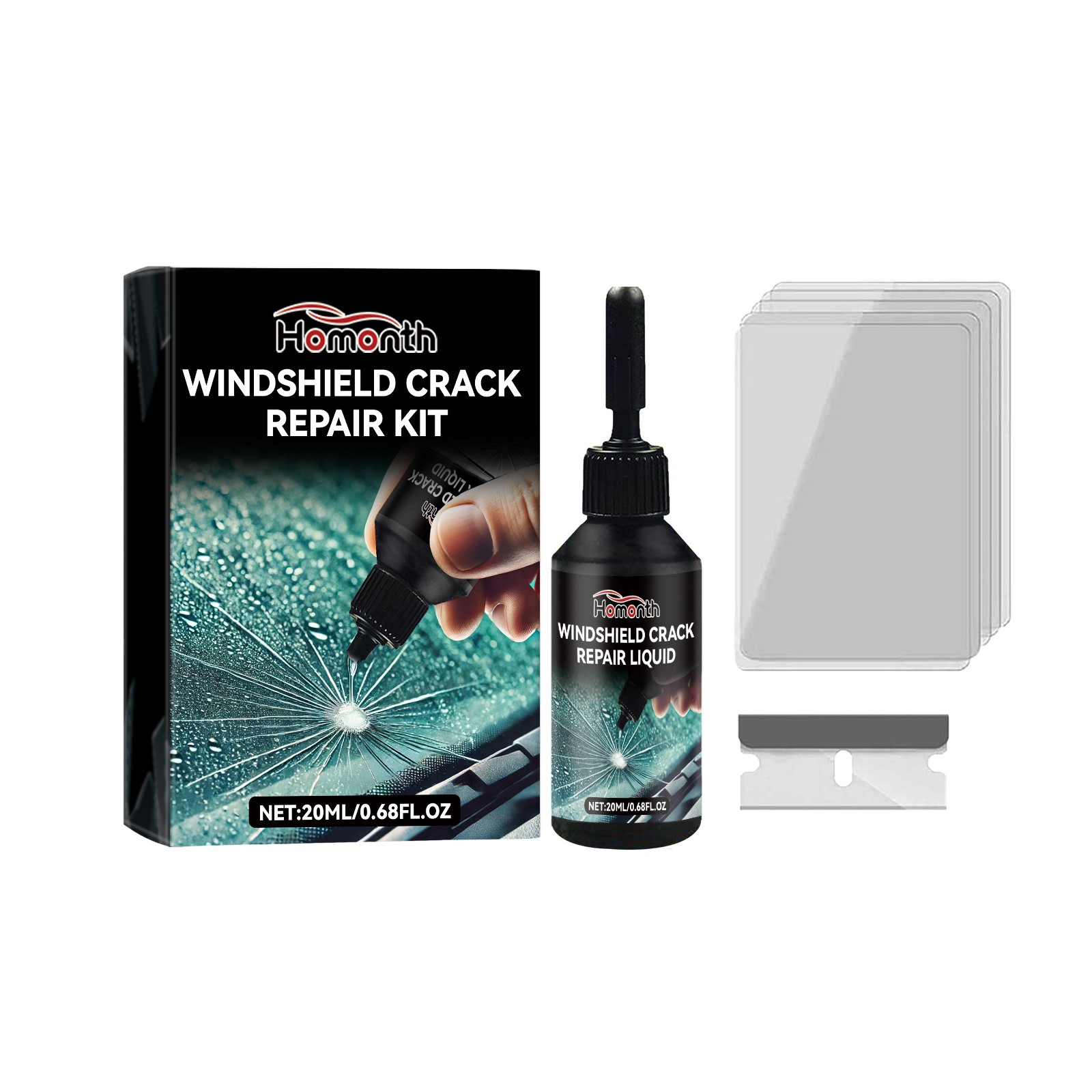 Windshield Repair Kit – Automotive Glass Cracks Scratches Care Solution 🧼