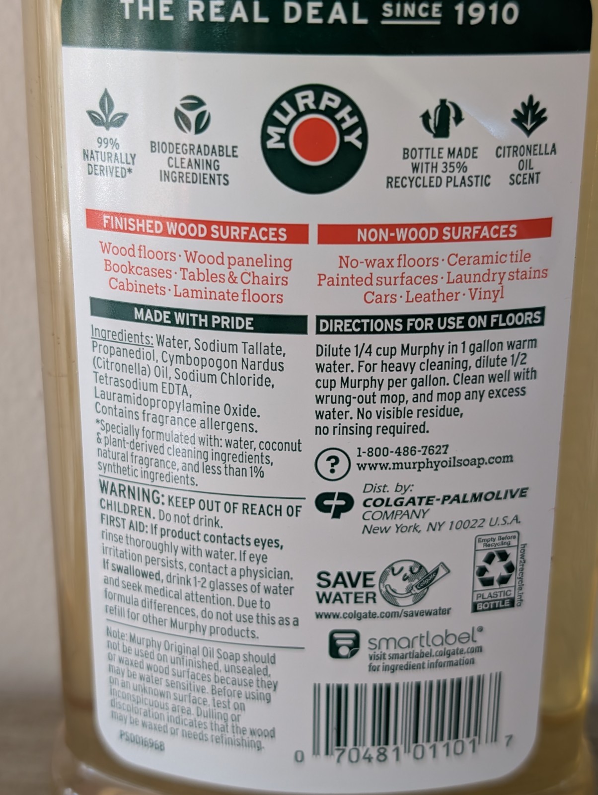 Murphy Oil Soap Original Concentrated Wood Cleaner Liquid 16oz – 98% Natural