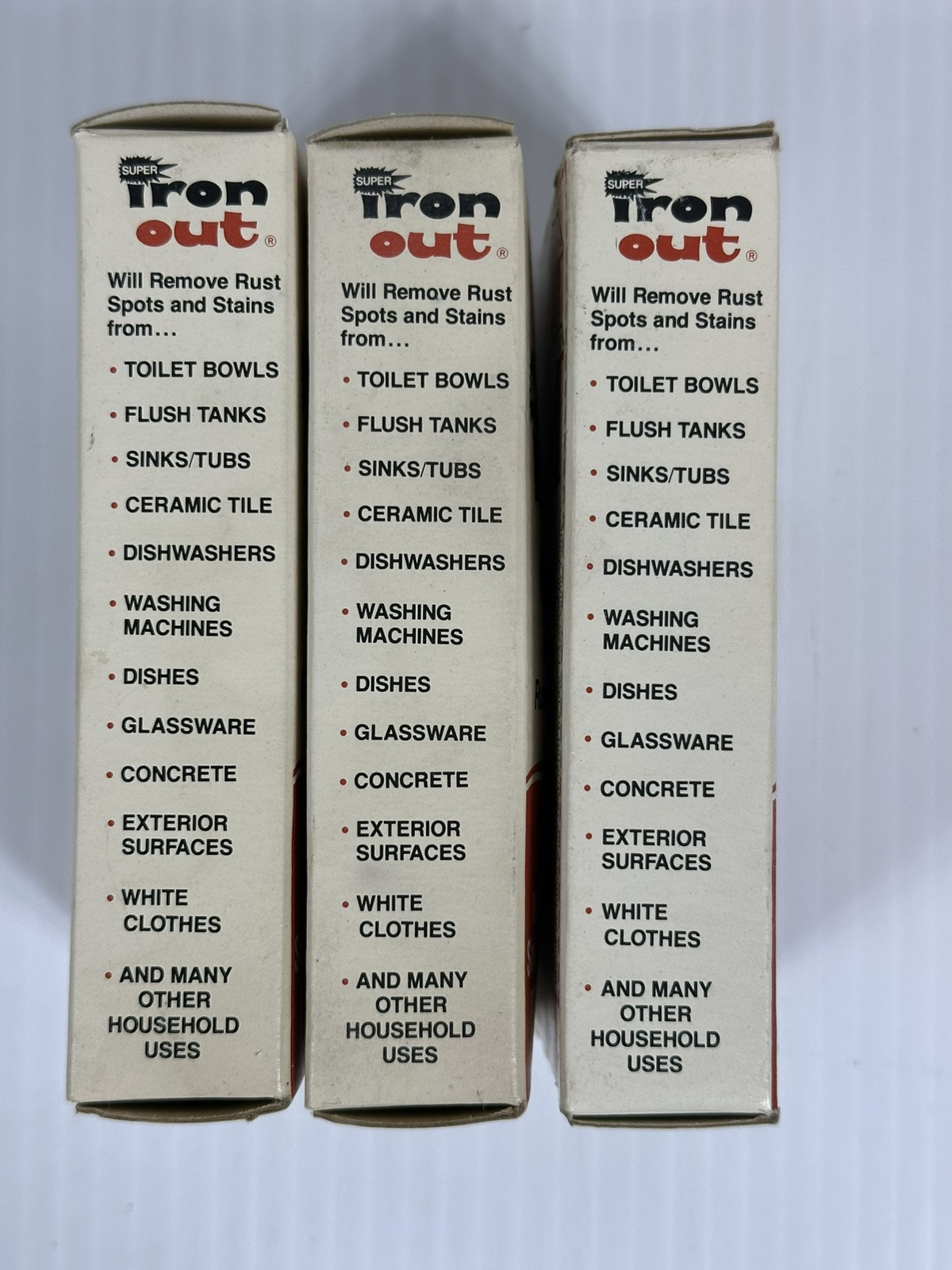 Vintage 3 Boxes Sample Super Iron Out The All Purpose Rust and Stain Remover