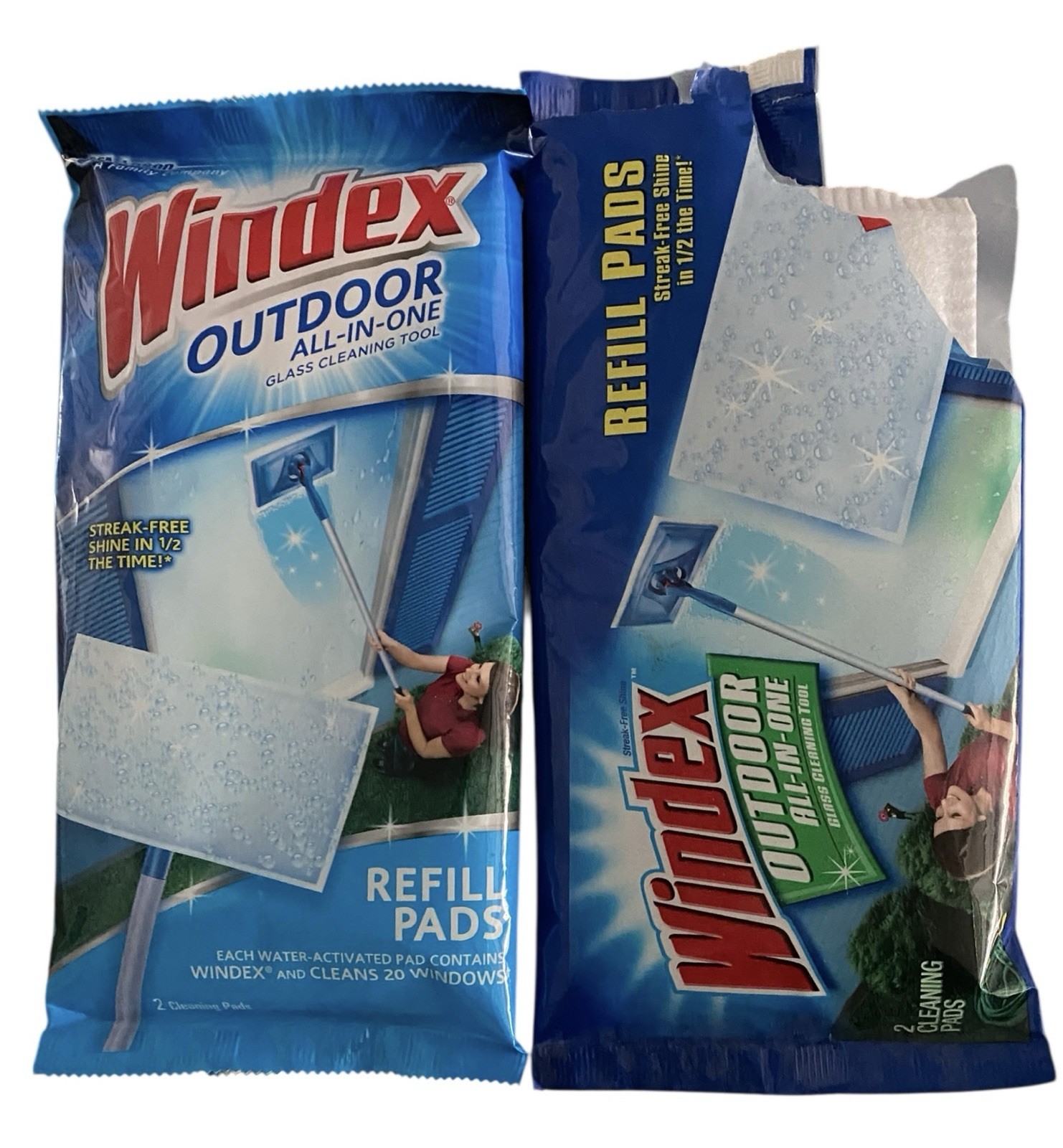 Windex Outdoor All-in-One Glass Cleaning Tool Refill Pads 3 Pads New READ