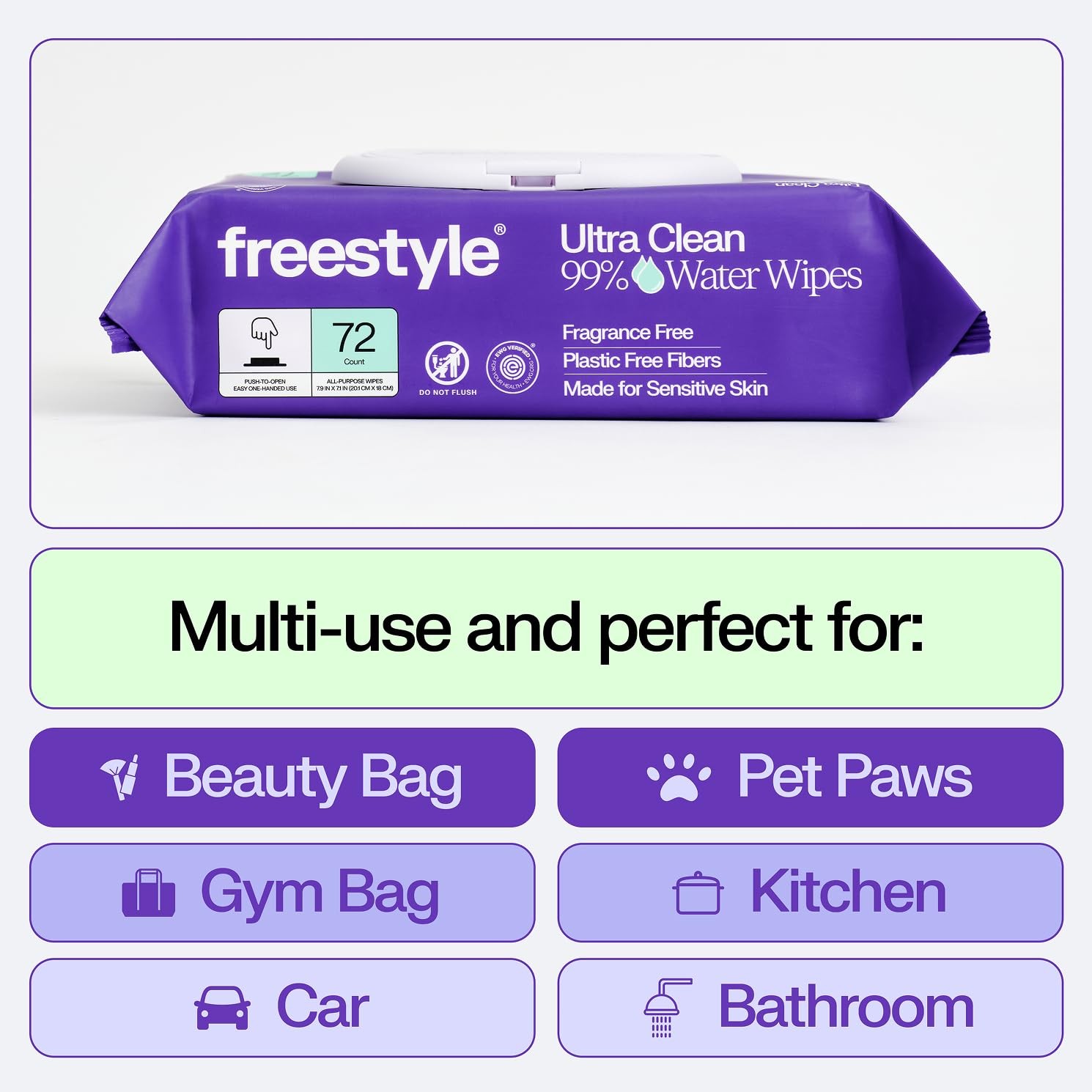Freestyle Soft Jumbo Baby Wipes, Hypoallergenic and Unscented, Water-Based Wet