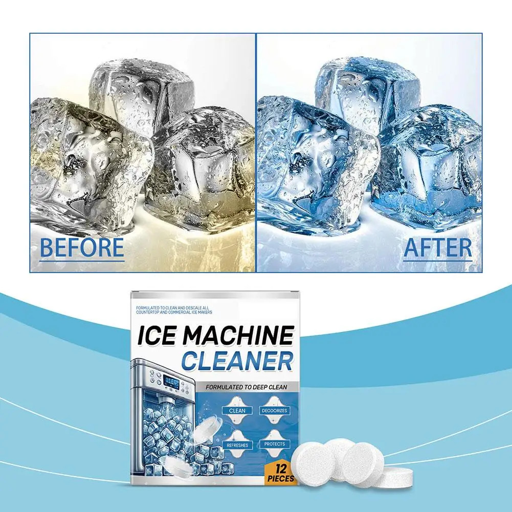 12Pcs Ice Machine Cleaning Tablets Home Appliance Care Descaling Deodorizing Pro