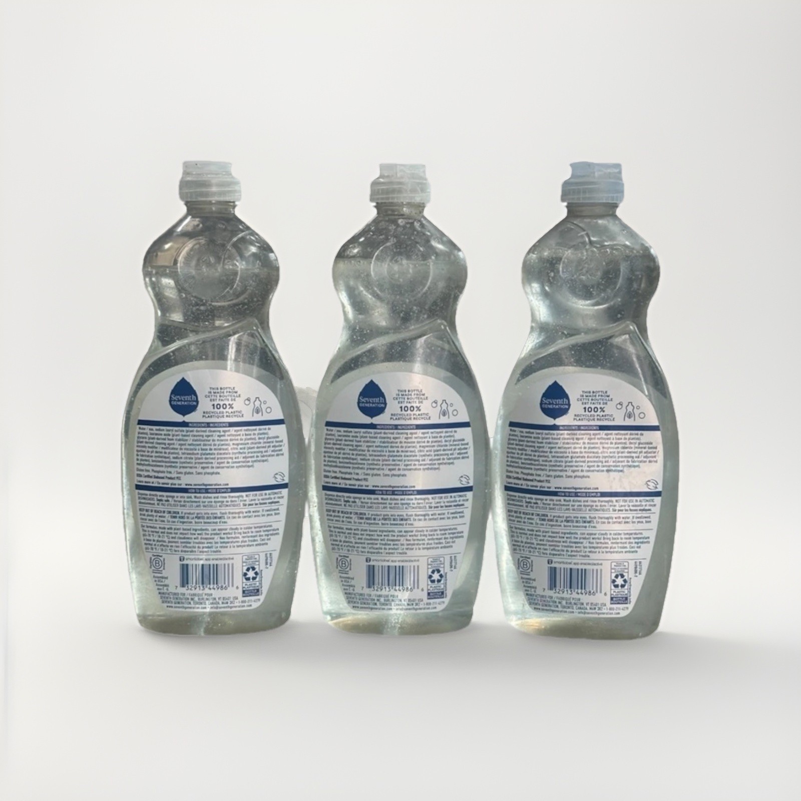 3x Seventh Generation Free Clear Liquid Dish Soap 19 Fl Oz Plant Based Formula