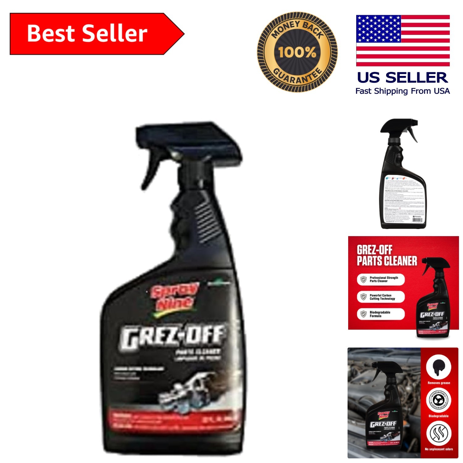 Grez-Off 32 oz Heavy-Duty Degreaser Spray – Perfect for Ovens, Floors, and More