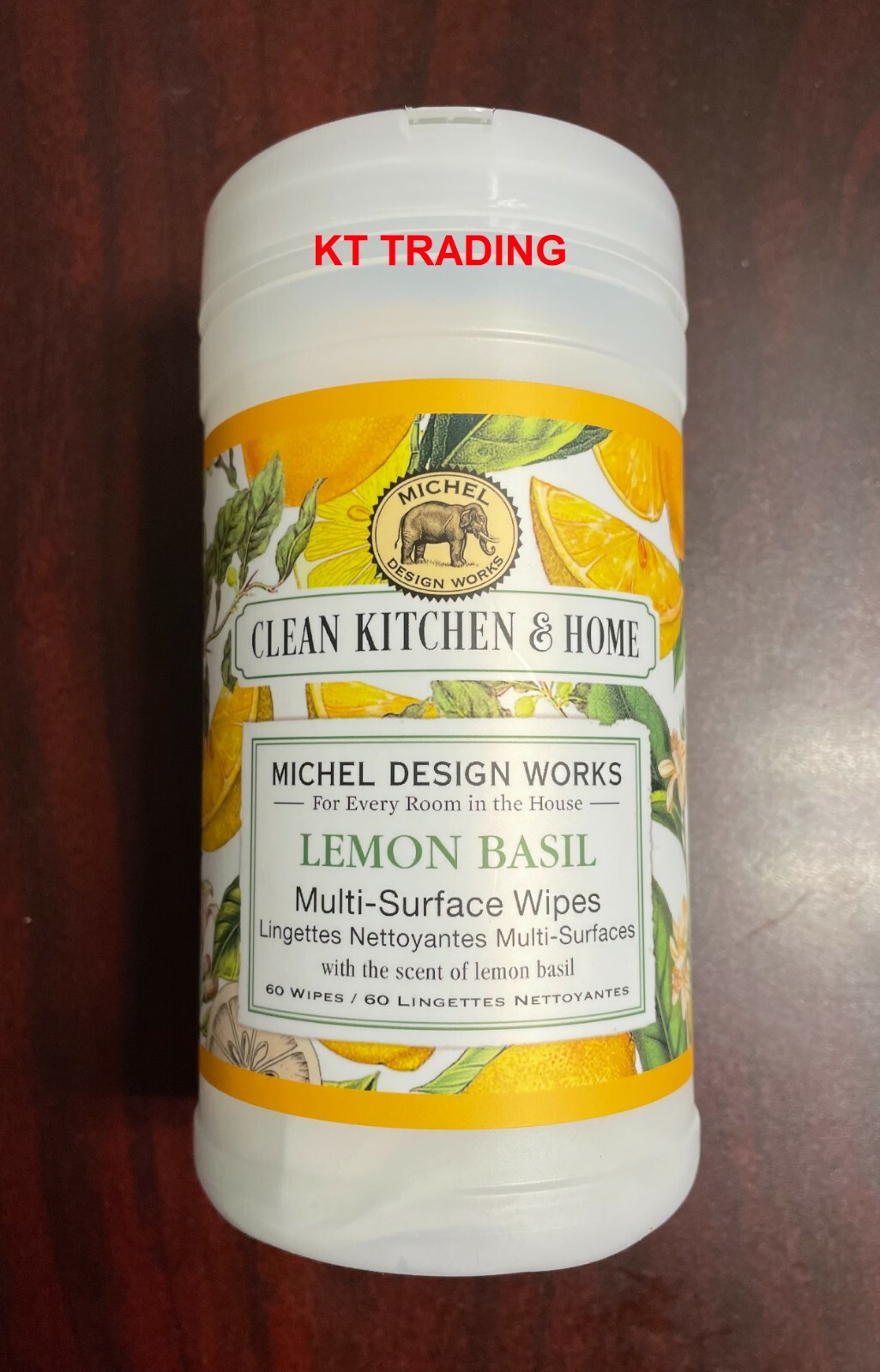 MICHEL DESIGN WORKS ~ CLEAN KITCHEN & HOME Wood Stove Top LEMON BASIL Wipes 60ct