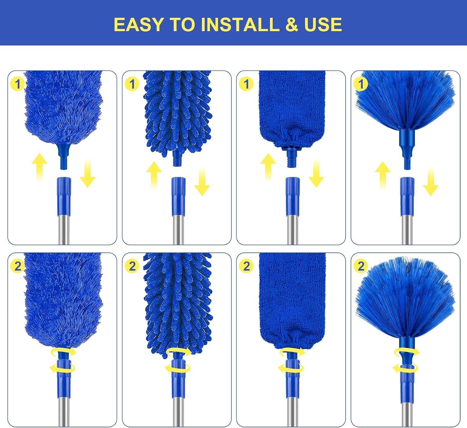 Ultimate Extendable Duster Set with Bendable Heads – 6-in-1 Cleaning Solutions!