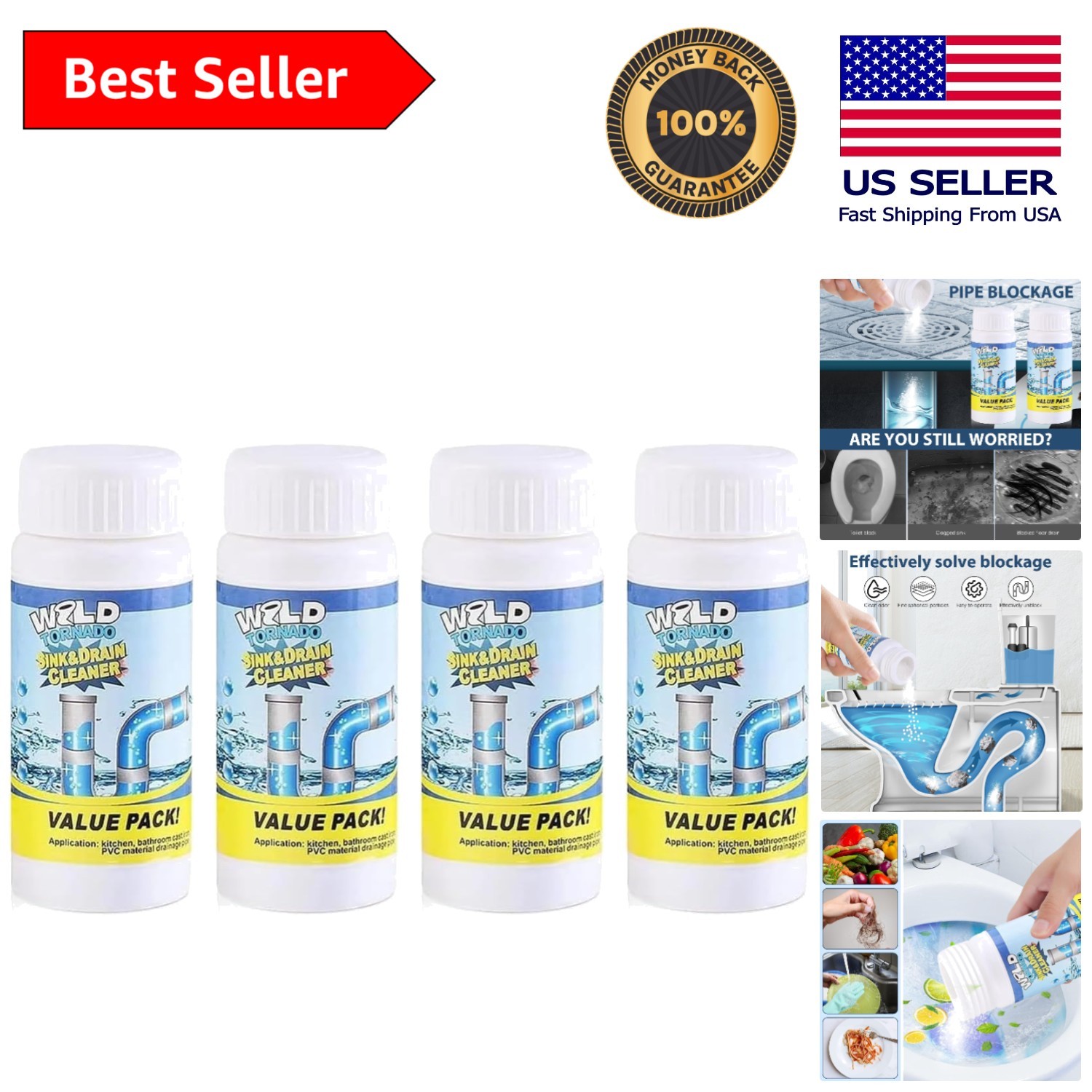 Unscented Sink & Drain Cleaner Powder – Eliminate Clogs & Odors Effortlessly
