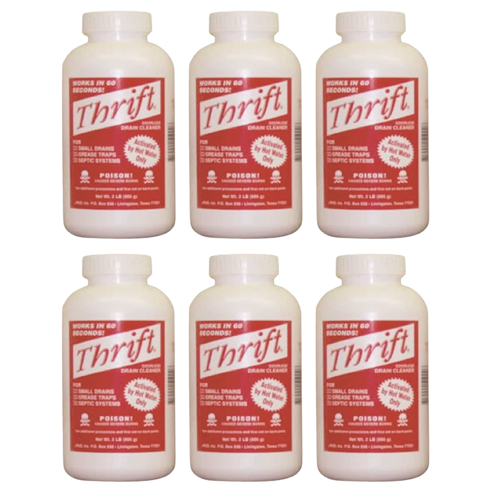 Thrift T-100 Alkaline Granular Drain Cleaner 1 lb (6 Pack) FREE SHIPPING