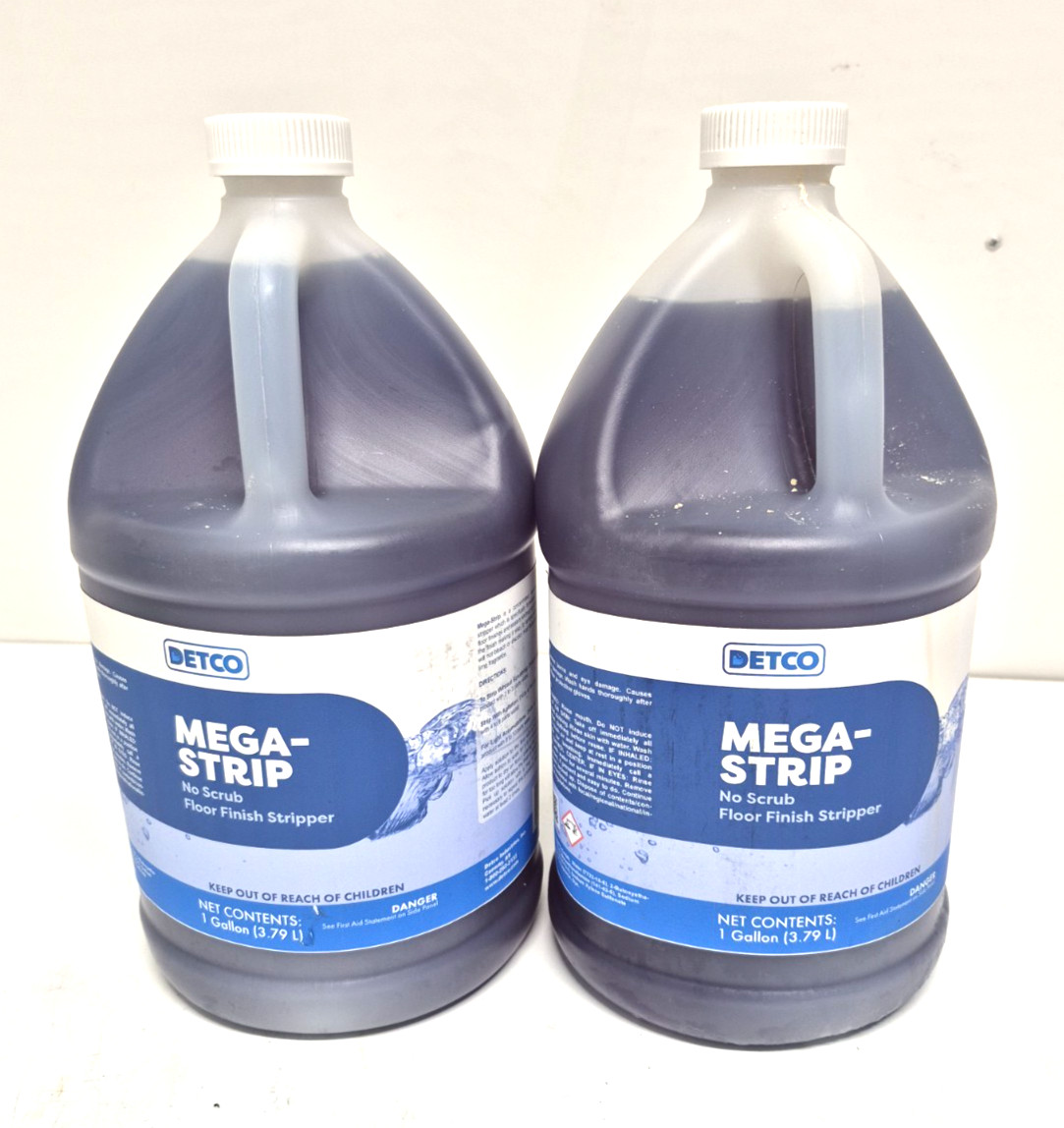 Detco Mega-Strip, 1 Gallon Concentrated Floor Stripper Biodegradable Lot of 2