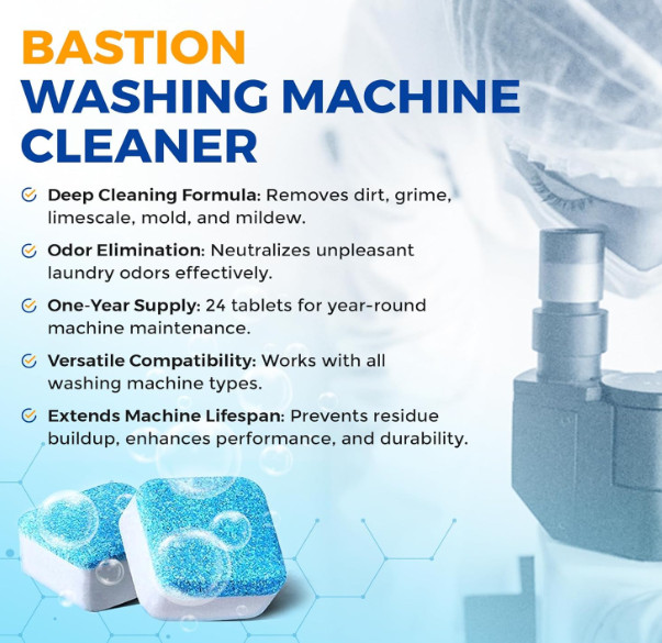Washing Machine Cleaner Descaler 24 Pack – Deep Cleaning Tablets for HE Front &