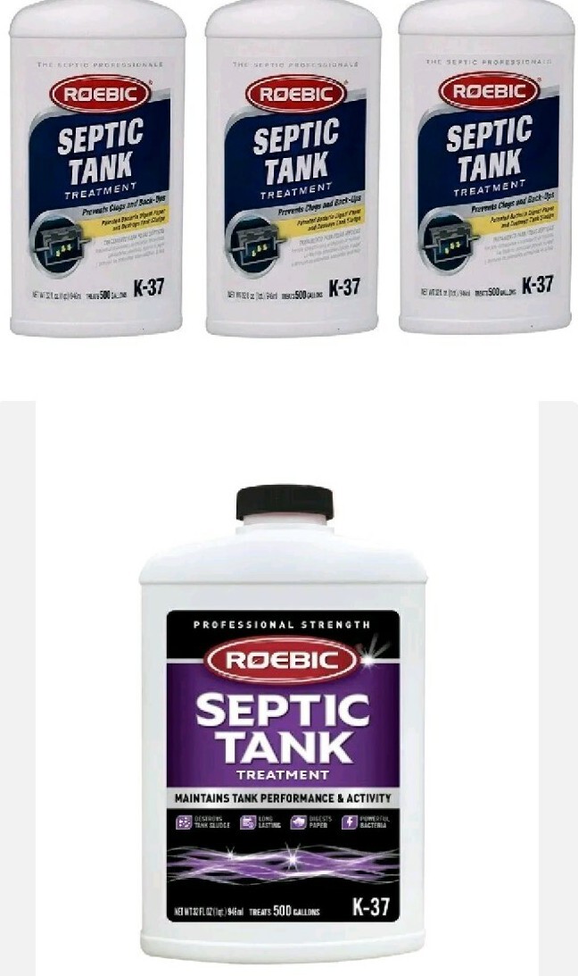 Roebic – Septic Tank Treatment 32 oz K-37 Q-12 (1 Quart) Lot of 4